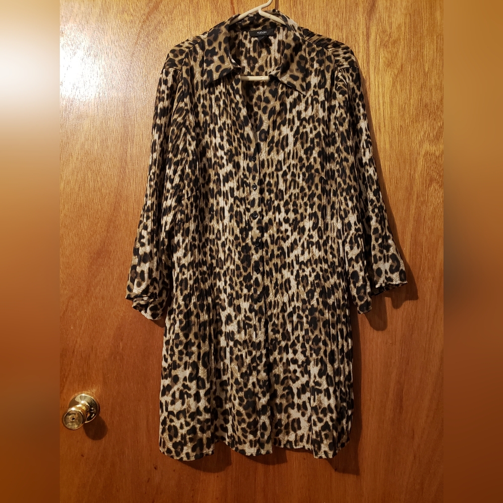 Alfani Cheetah Print Gathered Tunic 16W